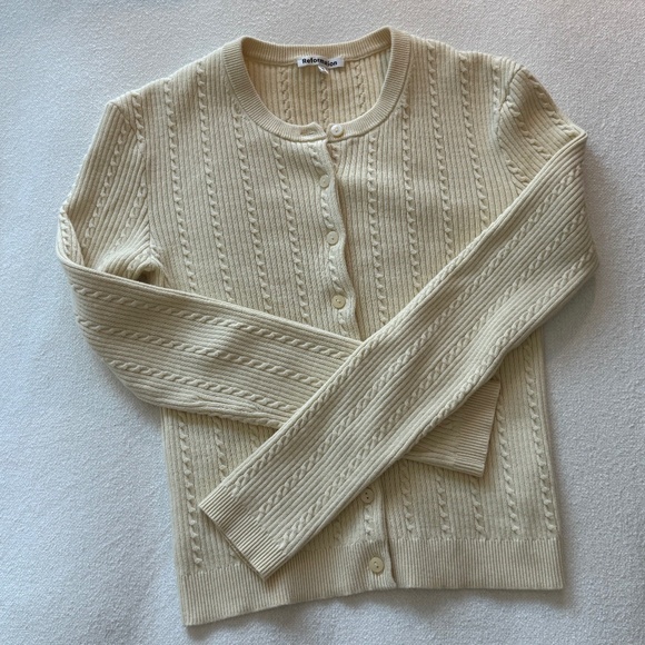 Reformation Natalie Cardigan in Lemon Icing Size XS - Picture 2 of 5